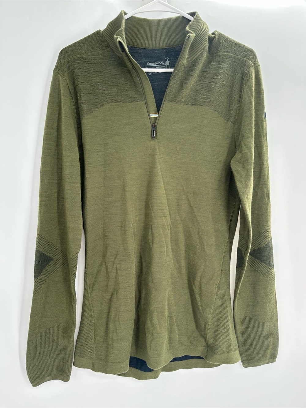 Smartwool Men's Intraknit Thermal Merino Wool Base Layer 1/4 Zip Green Medium